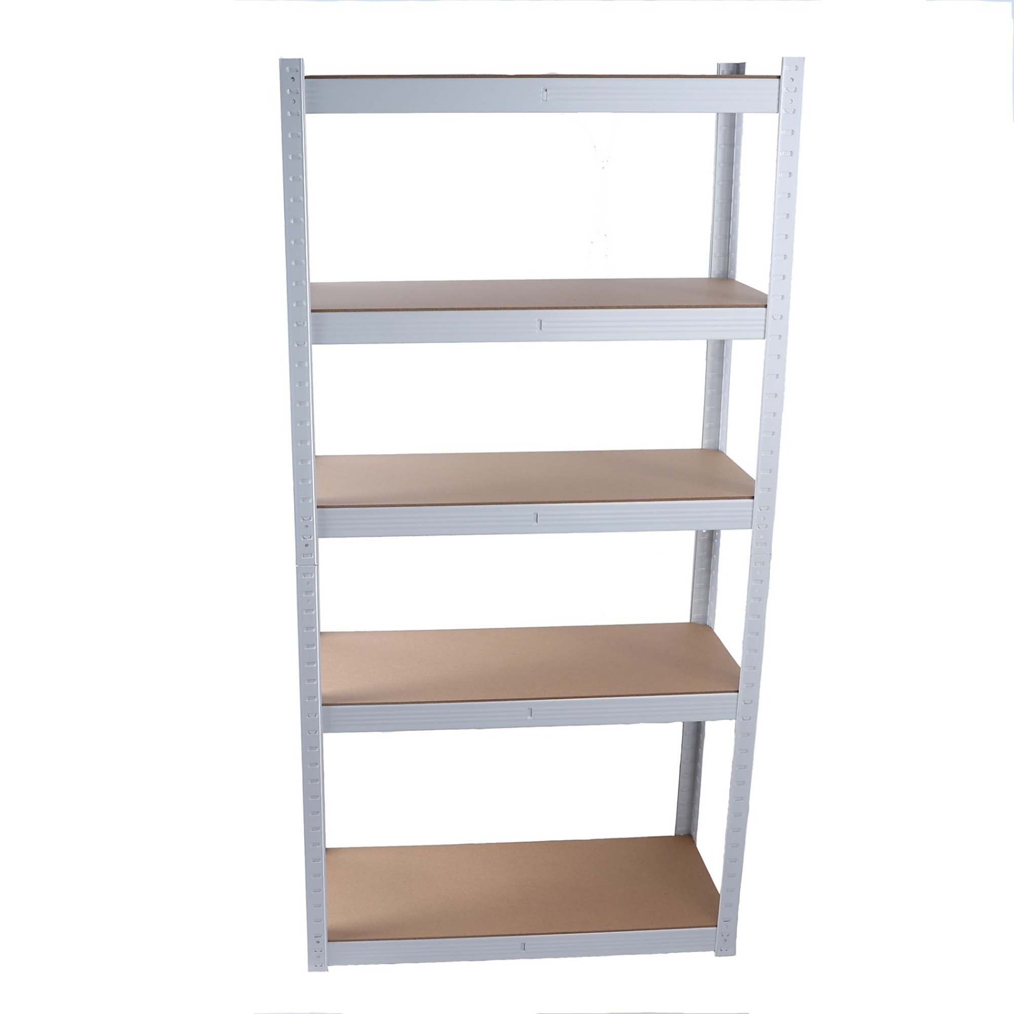 5 Tier Laminated White Metal Shelving with Adjustable (1 Pack)
